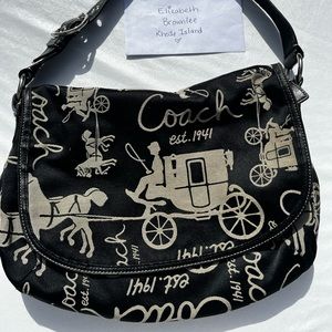 Coach Horse & Carriage Cargo Flap shoulder Bag F14888 used condition